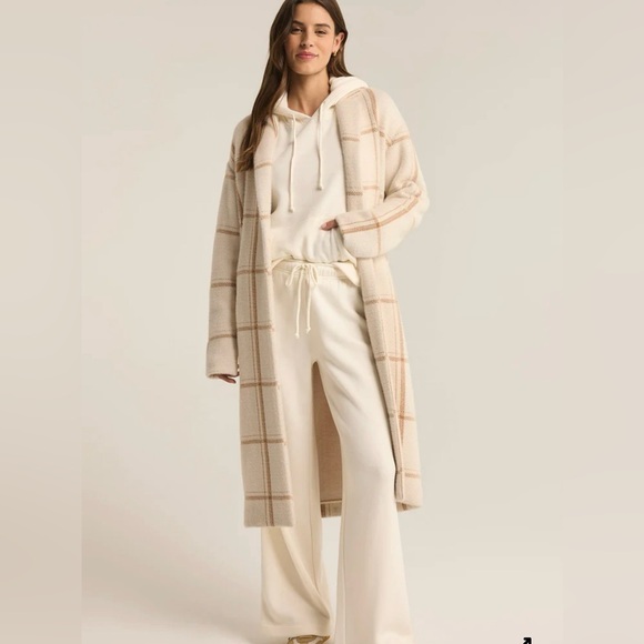 Z Supply Mason Windowpane Knit Coat New Sea Salt - Picture 3 of 8